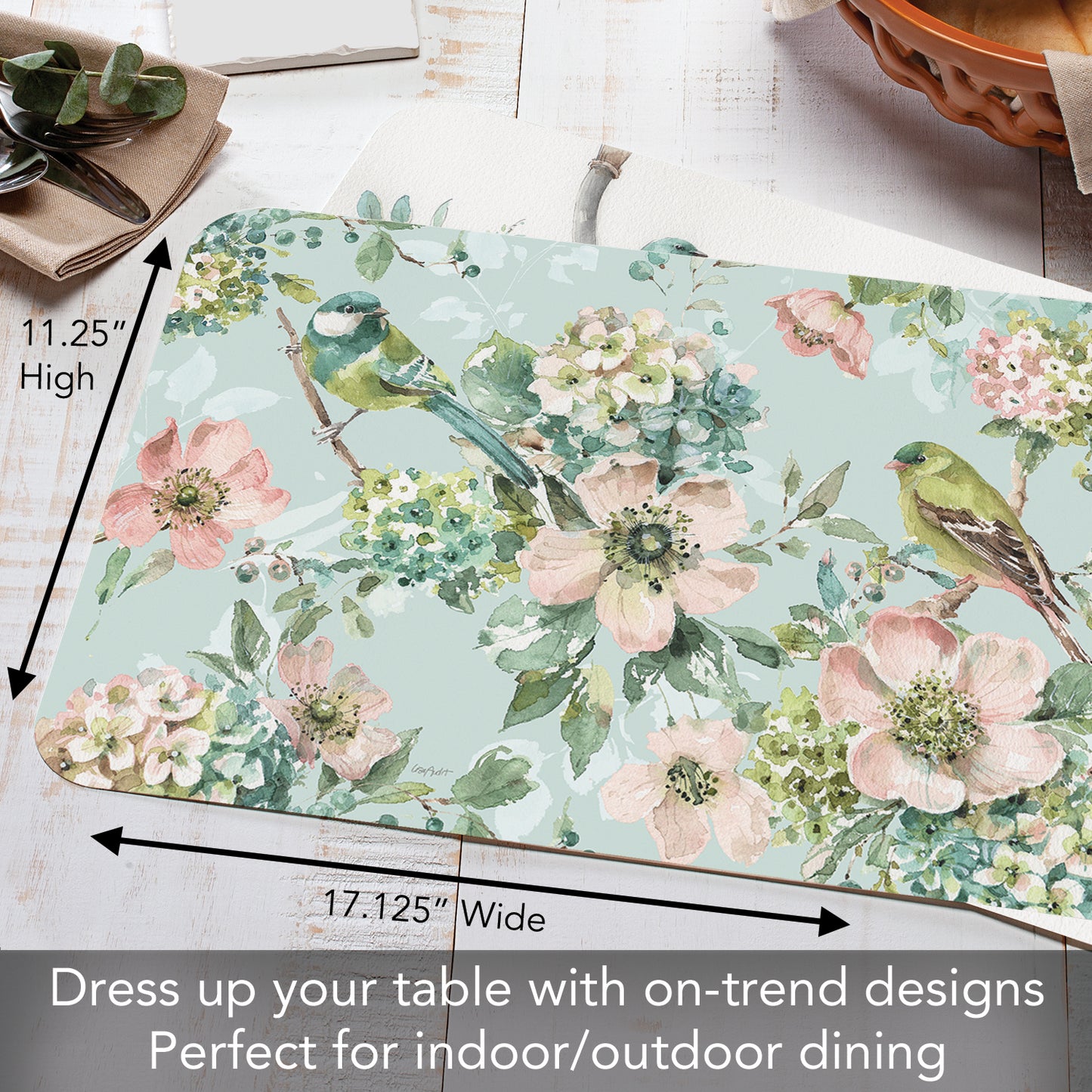 CounterArt Mint Crush 4 Pack Reversible Easy Care Flexible Placemats Made in the USA