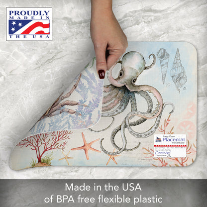 CounterArt Caribbean Sea Crab 4 Pack Reversible Easy Care Flexible Placemats Made in the USA