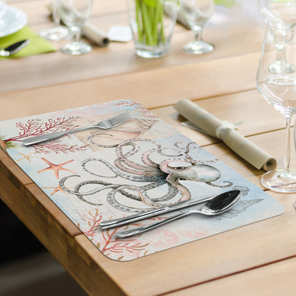 CounterArt Caribbean Sea Crab 4 Pack Reversible Easy Care Flexible Placemats Made in the USA