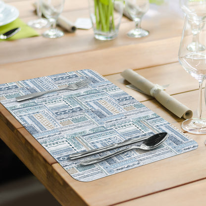 CounterArt Blue Escape Seashells 4 Pack Reversible Easy Care Flexible Placemats Made in the USA