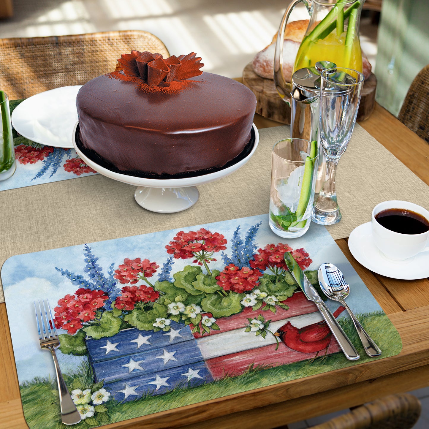 CounterArt Geranium Box 4 Pack Reversible Easy Care Flexible Placemats Made in the USA