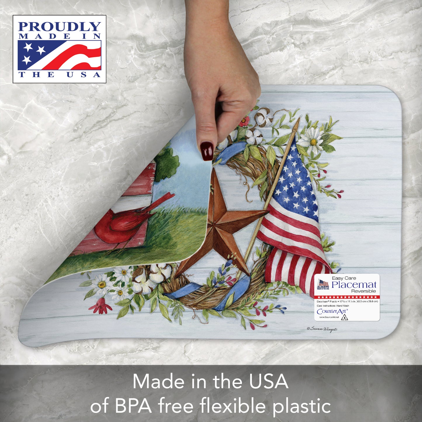 CounterArt Geranium Box 4 Pack Reversible Easy Care Flexible Placemats Made in the USA