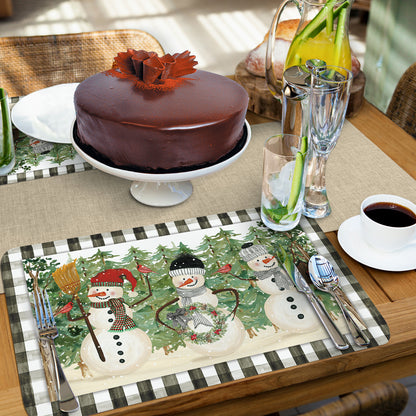 CounterArt Plaid Snowman 4 Pack Reversible Easy Care Placemats Made in the USA