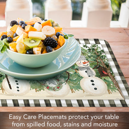 CounterArt Plaid Snowman 4 Pack Reversible Easy Care Placemats Made in the USA