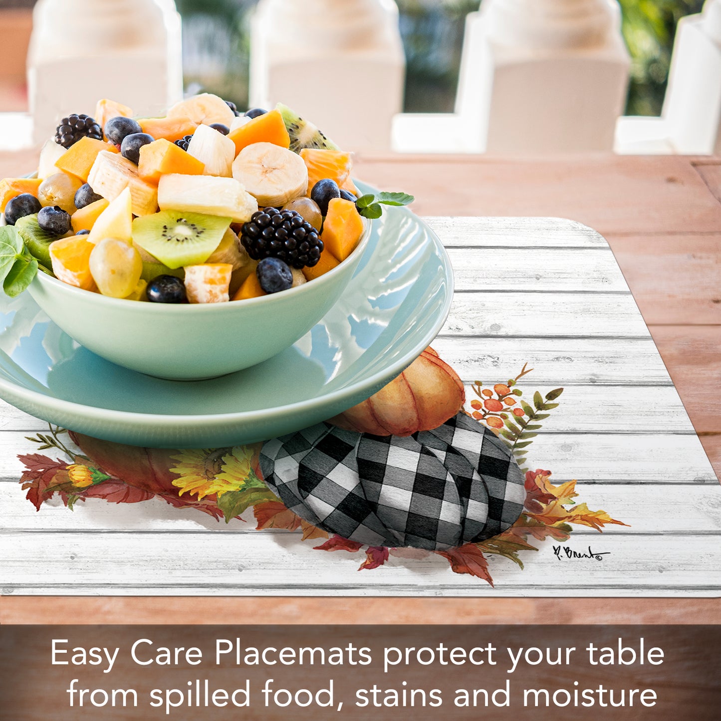 CounterArt Rustic Fall 4 Pack Reversible Easy Care Placemats Made in the USA