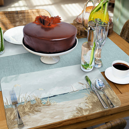 CounterArt Coastal Scenery 4 Pack Reversible Easy Care Flexible Placemats Made in the USA