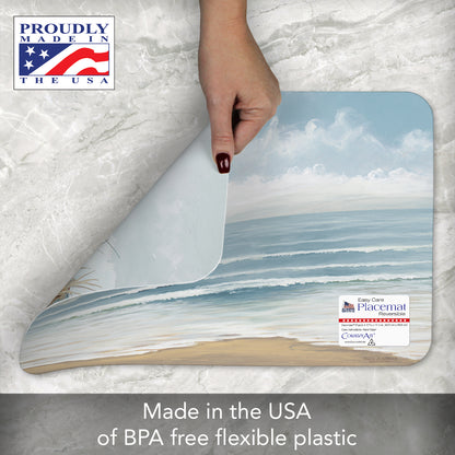 CounterArt Coastal Scenery 4 Pack Reversible Easy Care Flexible Placemats Made in the USA