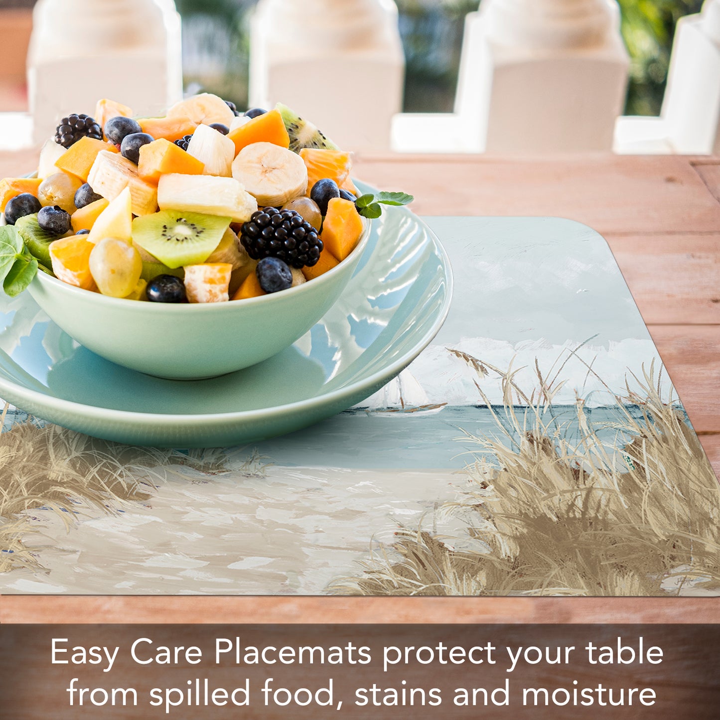 CounterArt Coastal Scenery 4 Pack Reversible Easy Care Flexible Placemats Made in the USA