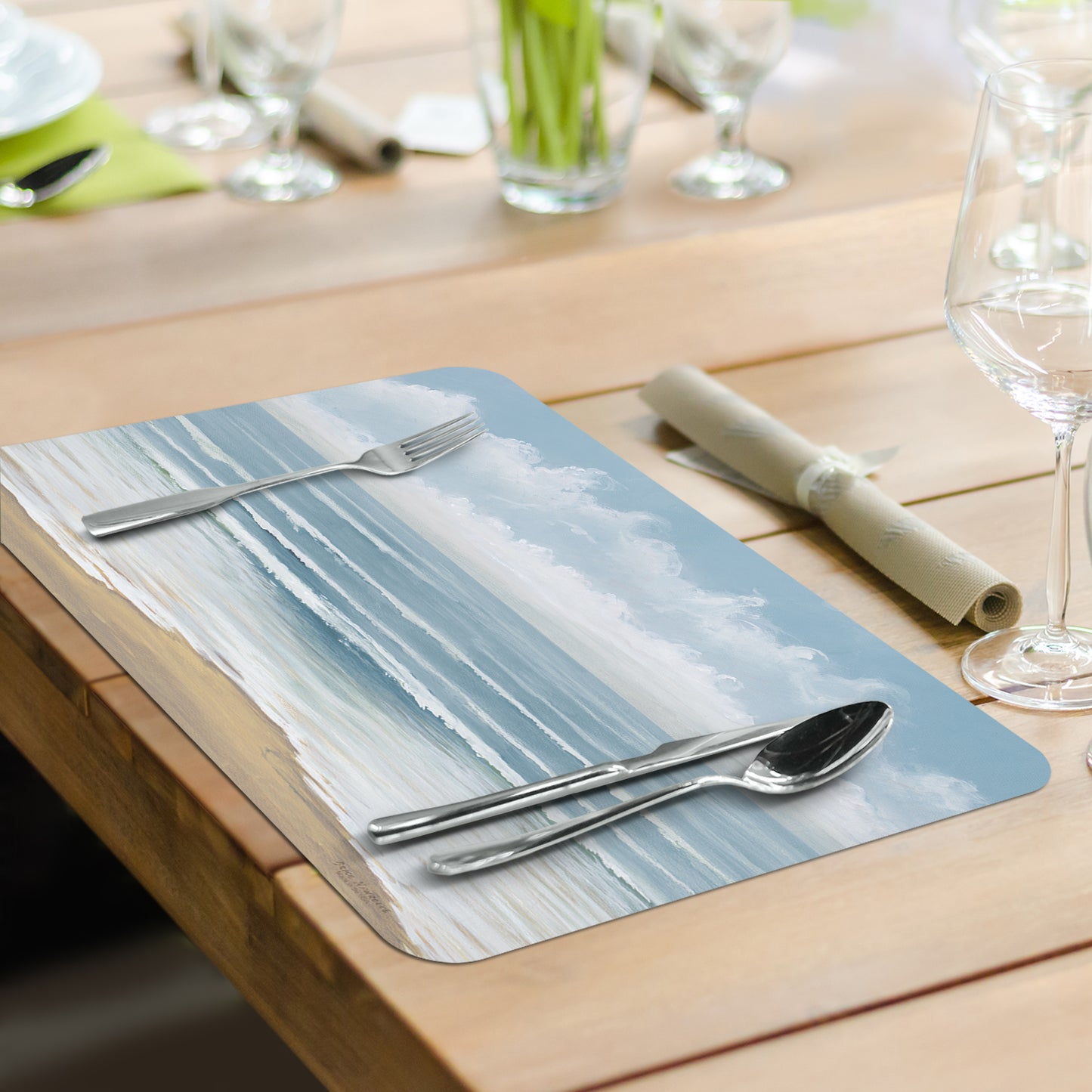 CounterArt Coastal Scenery 4 Pack Reversible Easy Care Flexible Placemats Made in the USA