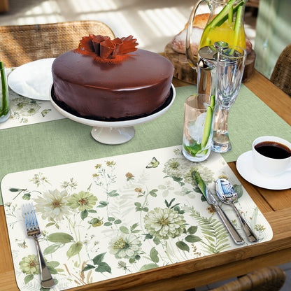 CounterArt Green Fields 4 Pack Reversible Easy Care Flexible Placemats Made in the USA