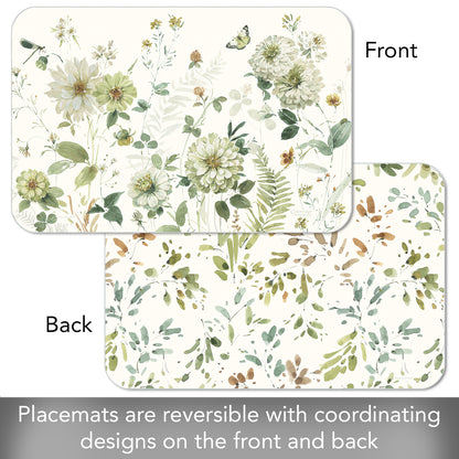 CounterArt Green Fields 4 Pack Reversible Easy Care Flexible Placemats Made in the USA