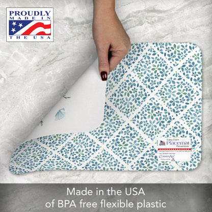 CounterArt Floral Mason Jars 4 Pack Reversible Easy Care Flexible Placemats Made in the USA