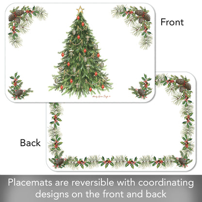 CounterArt O' Christmas Tree 4 Pack Reversible Easy Care Placemats Made in the USA