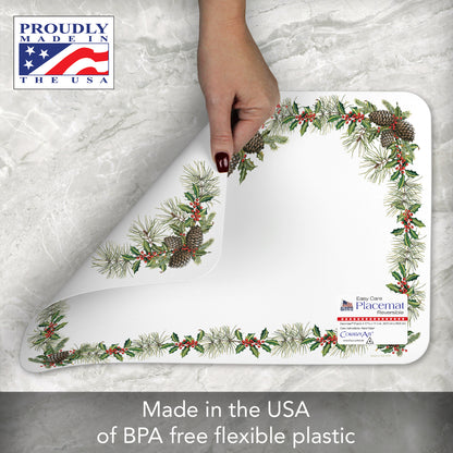 CounterArt O' Christmas Tree 4 Pack Reversible Easy Care Placemats Made in the USA