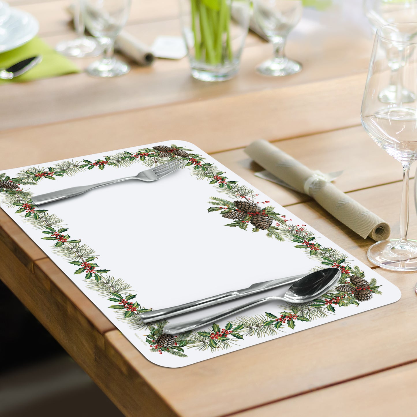 CounterArt O' Christmas Tree 4 Pack Reversible Easy Care Placemats Made in the USA