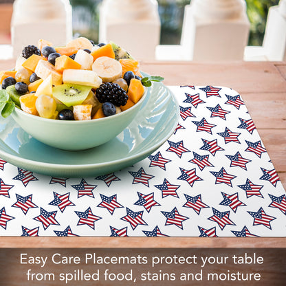 CounterArt Star Flags 4 Pack Easy Care Flexible Plastic Placemats Made in The USA BPA Free, Easily Wipes Clean