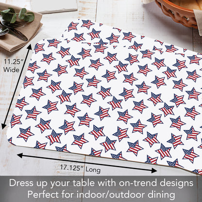 CounterArt Star Flags 4 Pack Easy Care Flexible Plastic Placemats Made in The USA BPA Free, Easily Wipes Clean