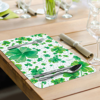 CounterArt Shamrock Pattern 4 Pack Easy Care Flexible Plastic Placemat Made in The USA BPA Free, Easily Wipes Clean