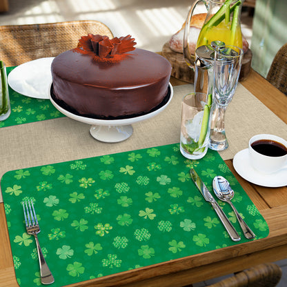 CounterArt Shamrock Shenanigans 4 Pack Easy Care Flexible Plastic Placemat Made in The USA BPA Free, Easily Wipes Clean