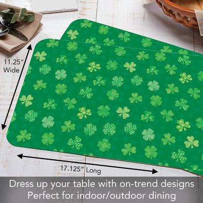 CounterArt Shamrock Shenanigans 4 Pack Easy Care Flexible Plastic Placemat Made in The USA BPA Free, Easily Wipes Clean