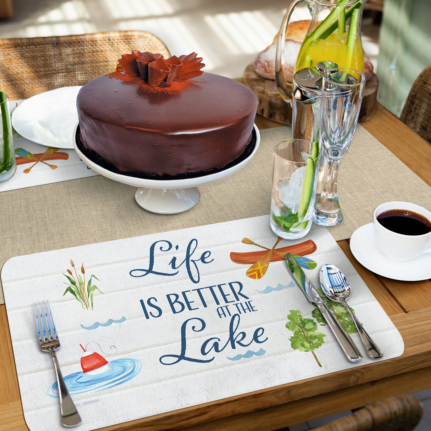 CounterArt Lake Living 4 Pack Reversible Easy Care Flexible Placemats Made in the USA