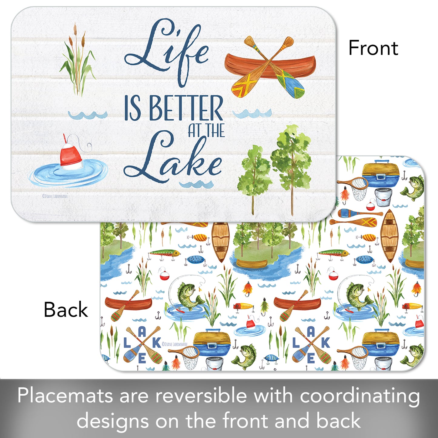 CounterArt Lake Living 4 Pack Reversible Easy Care Flexible Placemats Made in the USA