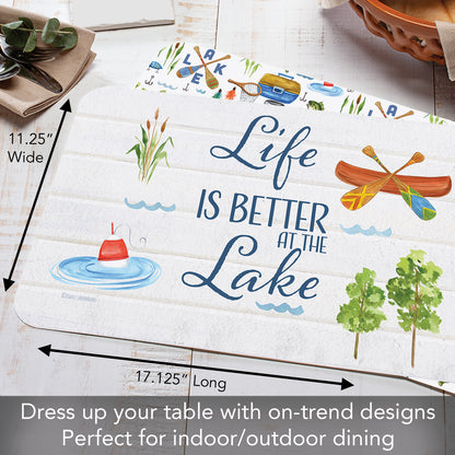 CounterArt Lake Living 4 Pack Reversible Easy Care Flexible Placemats Made in the USA
