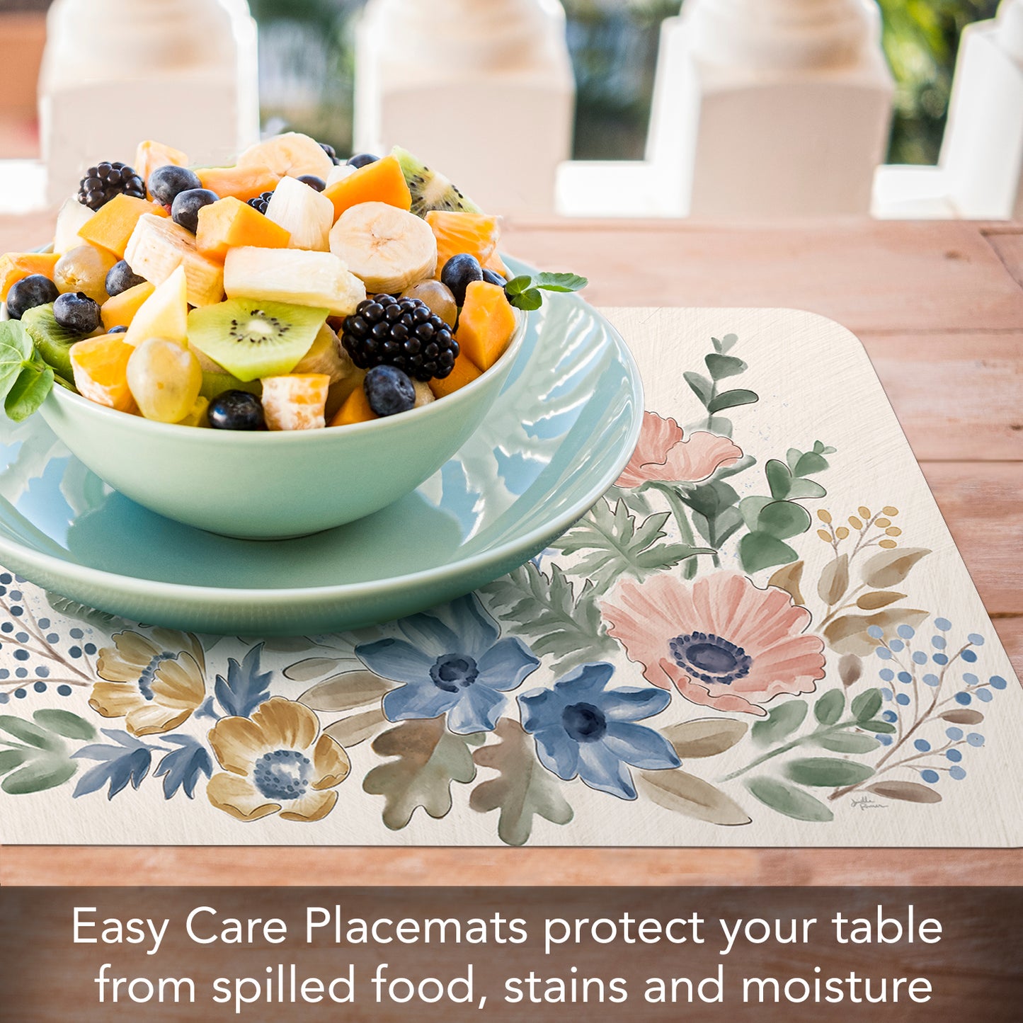 CounterArt Botanical Blends 4 Pack Reversible Easy Care Flexible Placemats Made in the USA