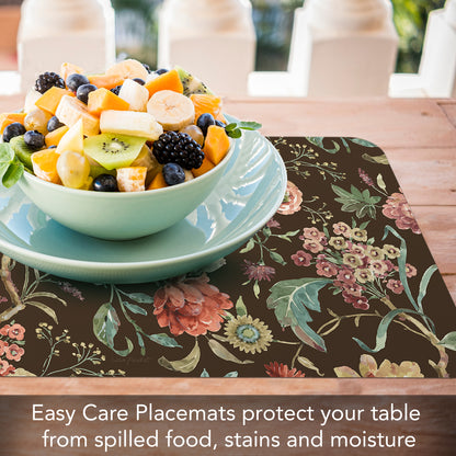 CounterArt Floral Study 4 Pack Reversible Easy Care Flexible Placemats Made in the USA