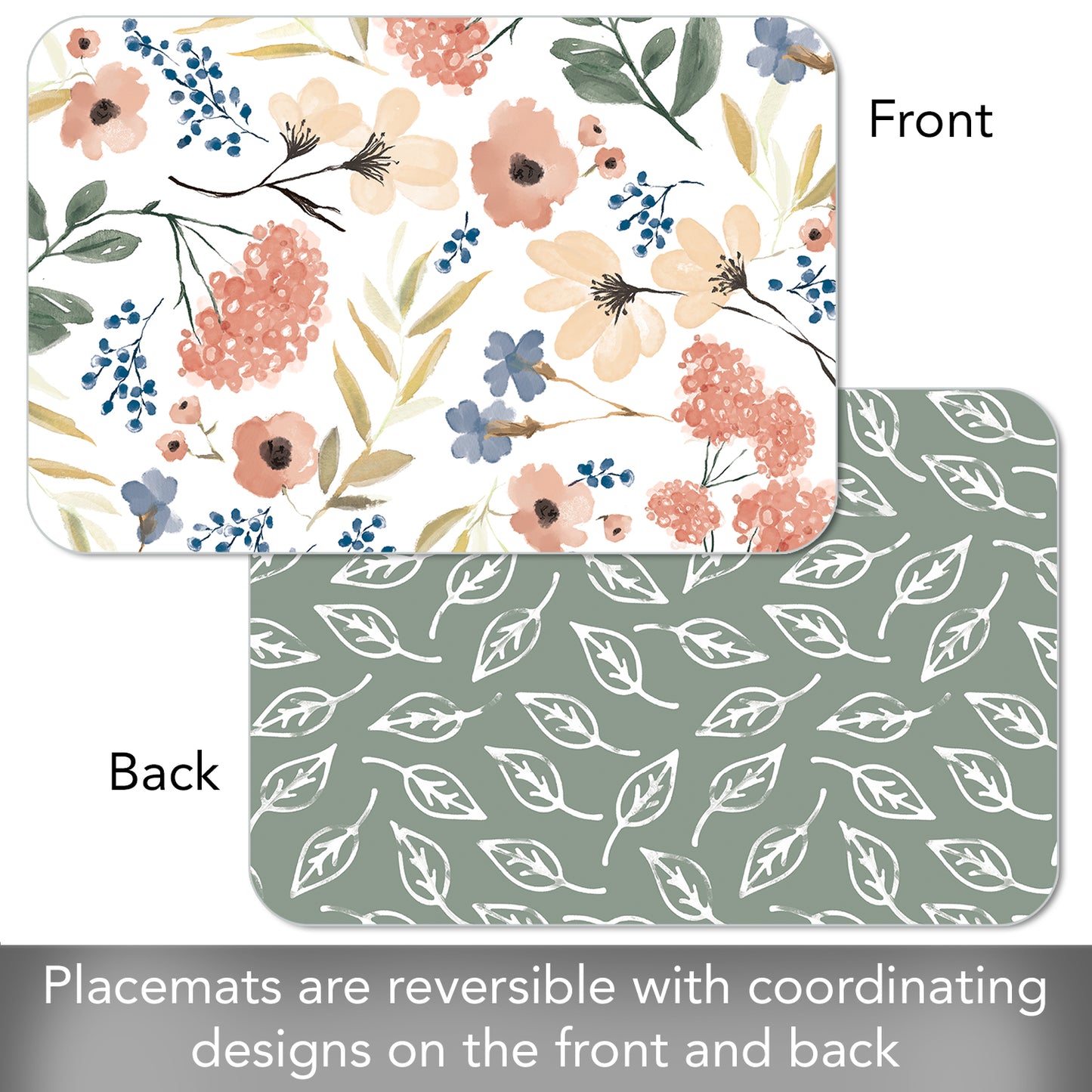 CounterArt Meadow 4 Pack Reversible Easy Care Flexible Placemats Made in the USA