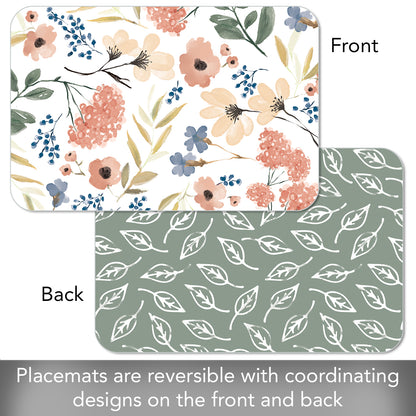 CounterArt Meadow 4 Pack Reversible Easy Care Flexible Placemats Made in the USA