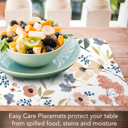 CounterArt Meadow 4 Pack Reversible Easy Care Flexible Placemats Made in the USA