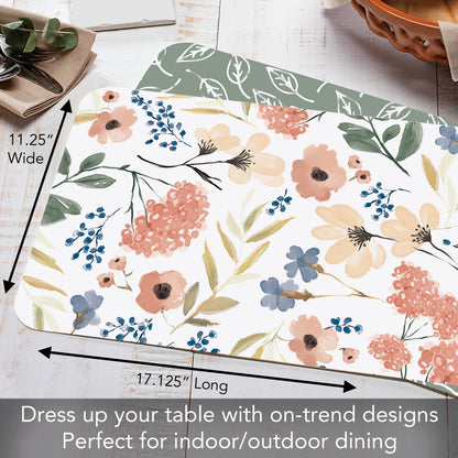 CounterArt Meadow 4 Pack Reversible Easy Care Flexible Placemats Made in the USA