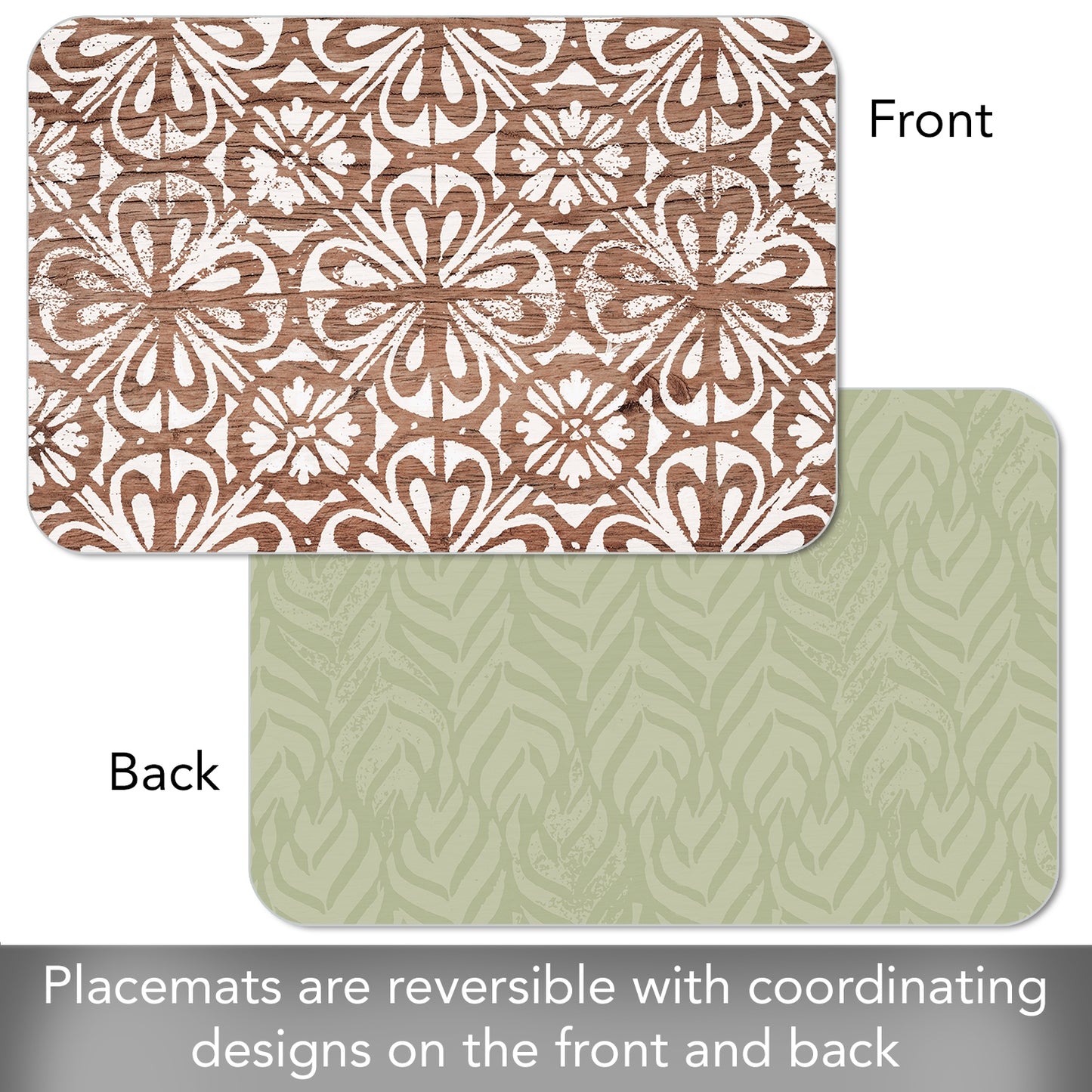 CounterArt Modern Farmhouse 4 Pack Reversible Easy Care Flexible Placemats Made in the USA