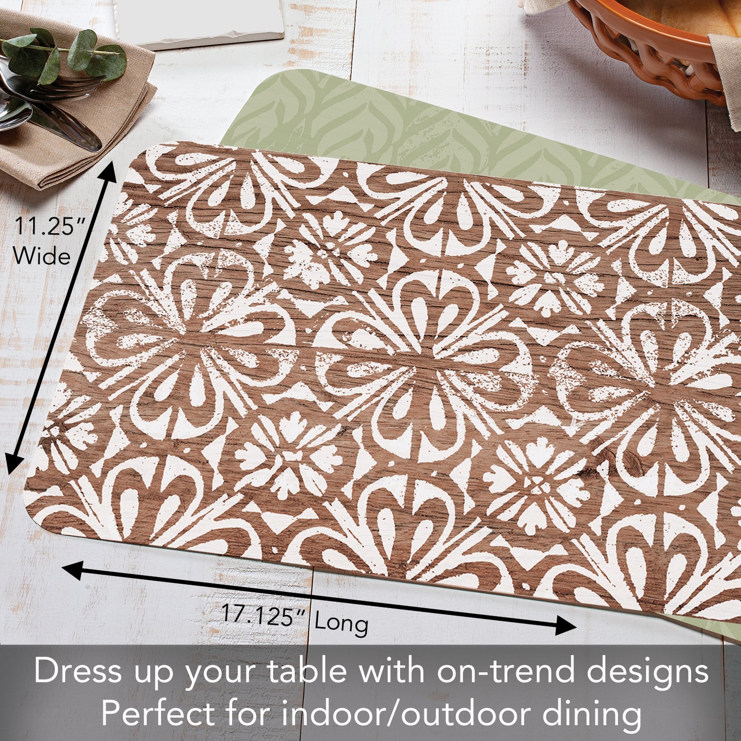 CounterArt Modern Farmhouse 4 Pack Reversible Easy Care Flexible Placemats Made in the USA