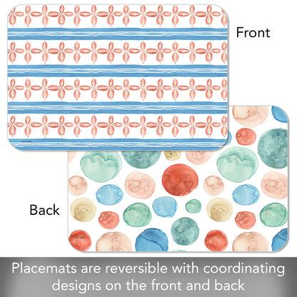 CounterArt Color Patterns 4 Pack Reversible Easy Care Flexible Placemats Made in the USA