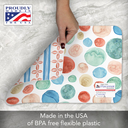 CounterArt Color Patterns 4 Pack Reversible Easy Care Flexible Placemats Made in the USA