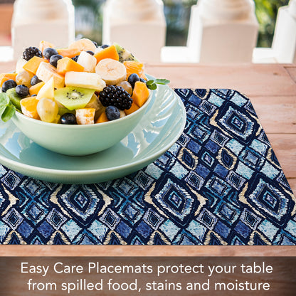 CounterArt Paloma Indigo 4 Pack Reversible Easy Care Flexible Placemats Made in the USA