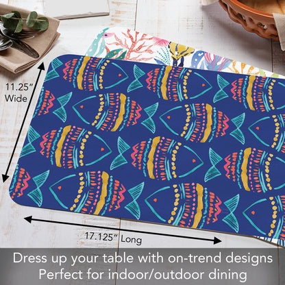 CounterArt Along The Coast 4 Pack Reversible Easy Care Flexible Placemats Made in the USA