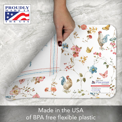 CounterArt Countryside Roosters 4 Pack Reversible Easy Care Flexible Placemats Made in the USA