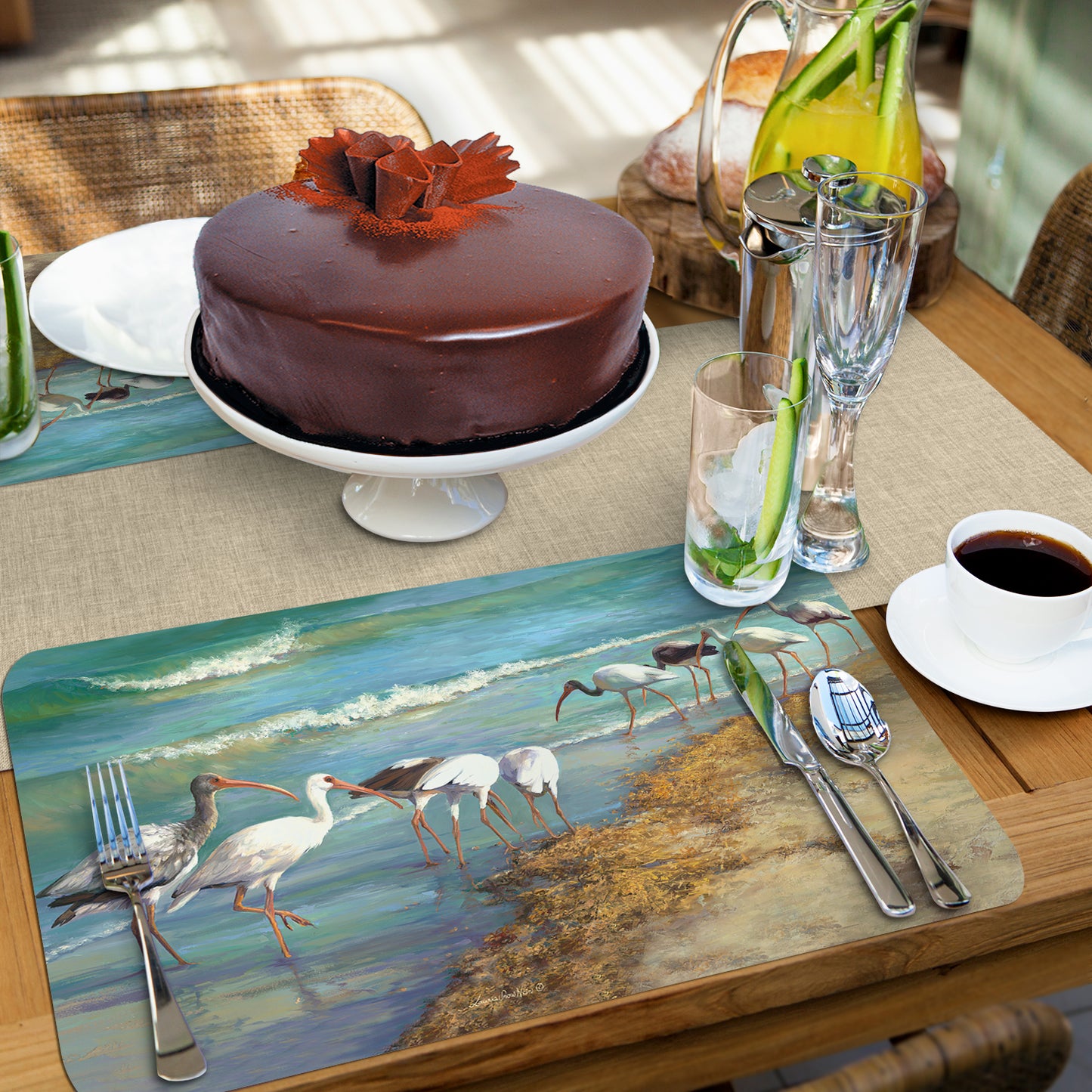 CounterArt Marco Island Birds 4 Pack Reversible Easy Care Flexible Placemats Made in the USA