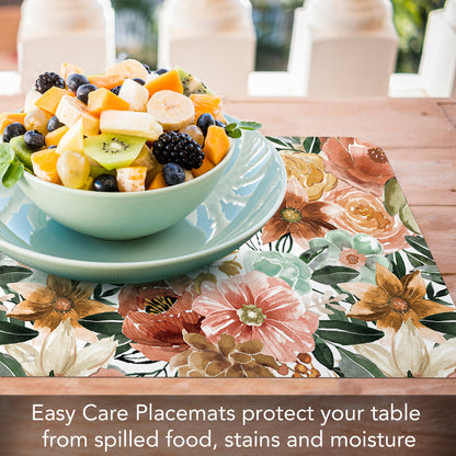 CounterArt Floral Chic 4 Pack Reversible Easy Care Flexible Placemats Made in the USA