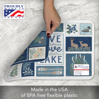 CounterArt Lakeside 4 Pack Reversible Easy Care Flexible Placemats Made in the USA