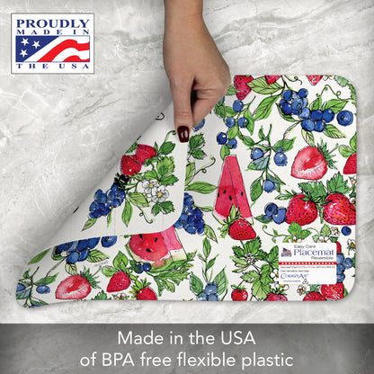 CounterArt Sweet Summer 4 Pack Reversible Easy Care Flexible Placemats Made in the USA