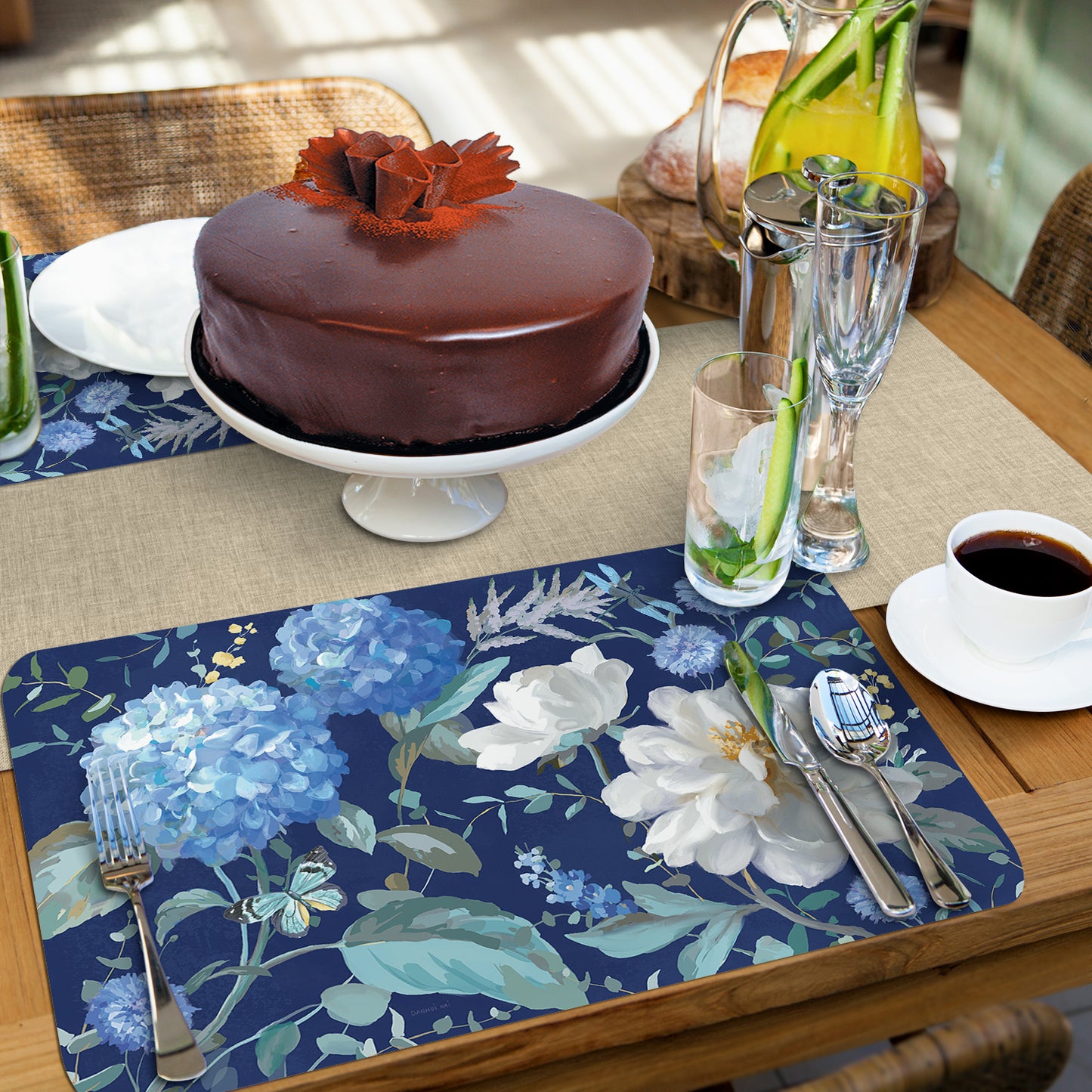 CounterArt Spring Morning Blooms 4 Pack Reversible Easy Care Flexible Placemats Made in the USA