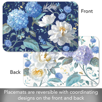 CounterArt Spring Morning Blooms 4 Pack Reversible Easy Care Flexible Placemats Made in the USA