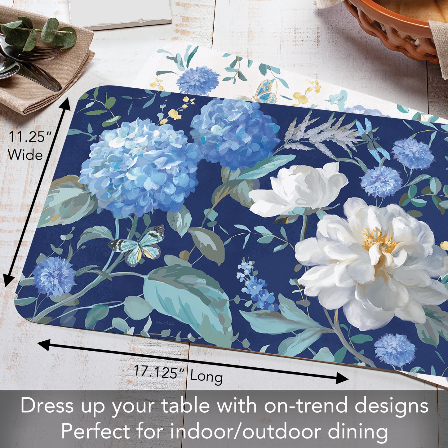 CounterArt Spring Morning Blooms 4 Pack Reversible Easy Care Flexible Placemats Made in the USA