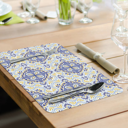 CounterArt Mediterranean Citrus 4 Pack Reversible Easy Care Flexible Placemats Made in the USA