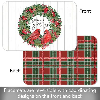 CounterArt Country Christmas 4 Pack Reversible Easy Care Placemats Made in the USA