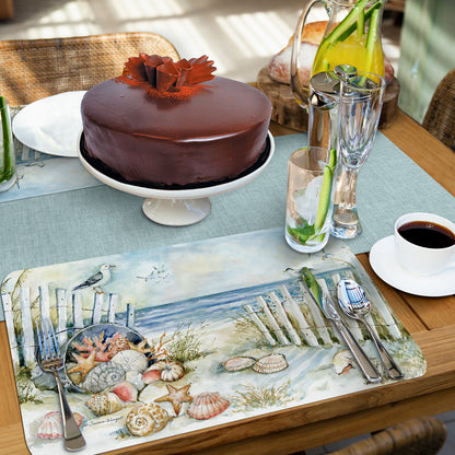 CounterArt Coastal Sanctuary 4 Pack Reversible Easy Care Flexible Placemats Made in the USA